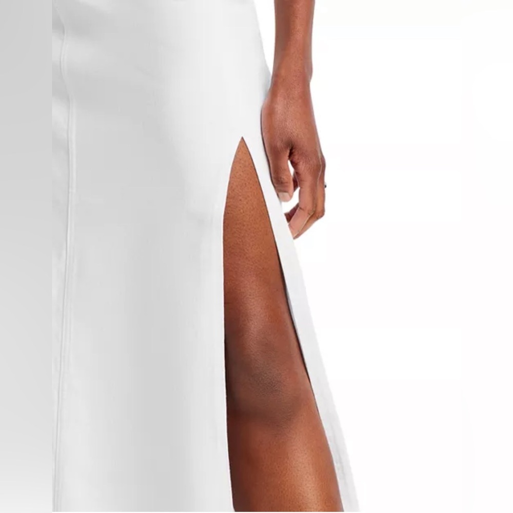 NWT AQUA White Denim Midi Skirt - Picture 7 of 8